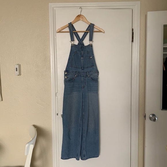 Wide Leg Denim Overalls - Picture 2 of 5